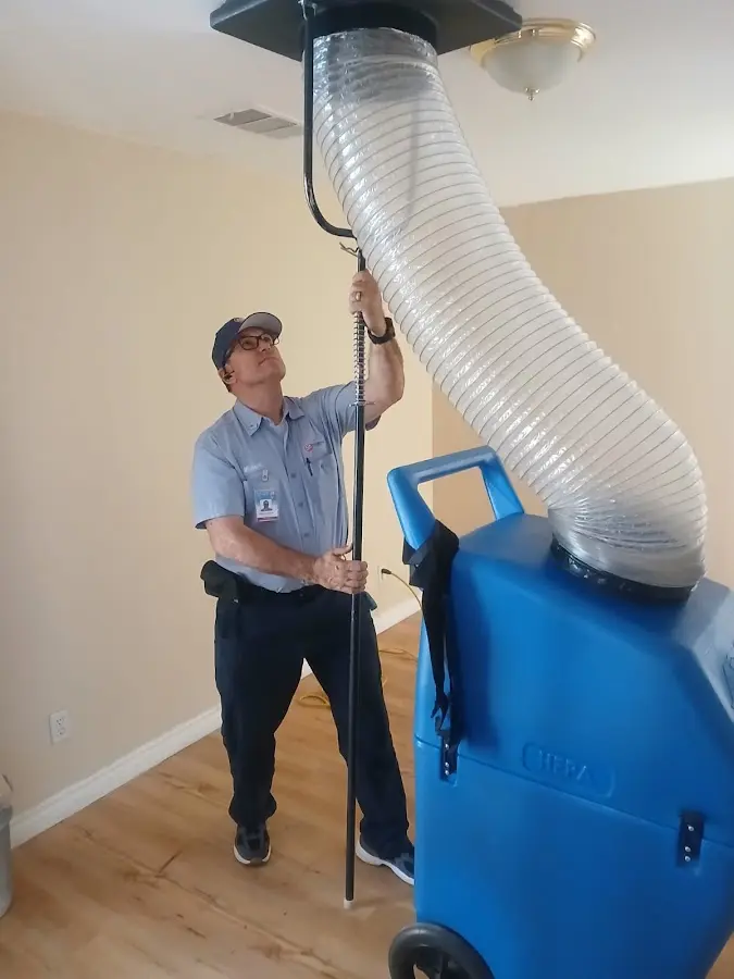 Mini Split Installation technician using HEPA equipment in St. Helena